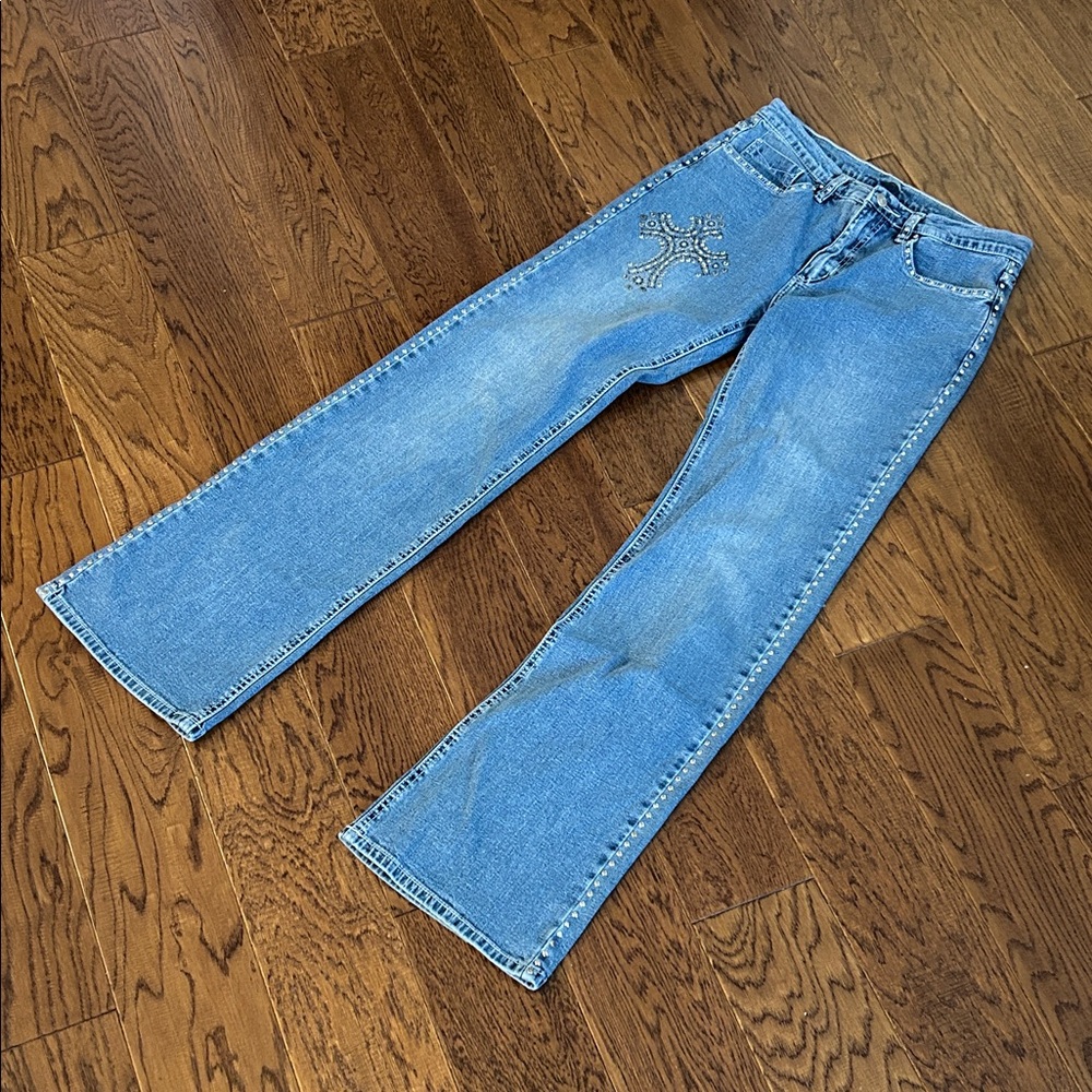 Christine Alexander Blue Jeans with Rhinestone Cross
